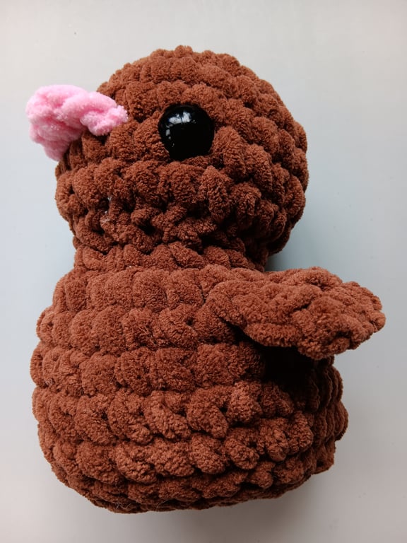 Crochet Plushie Duckling (Brown-Pink) - super soft, great gift!