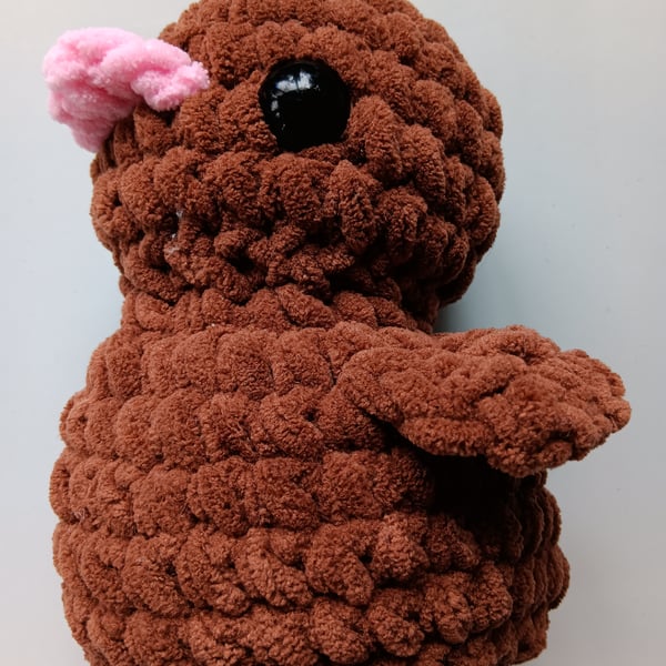 Crochet Plushie Duckling (Brown-Pink) - super soft, great gift!