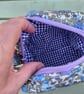 Quilted Blue Floral Boxy Pouch with lining and Lilac Zip - Image 3