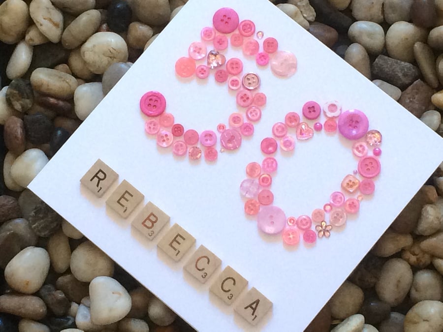 Handmade Personalised 50th Birthday Card