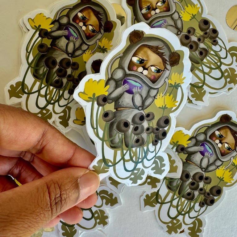 Stickers - Outter Space Art - Space Travel - Bear Art - Laptop & Planner Sticker