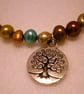 Multicoloured Freshwater Pearl,Tree of Life charm, Handmade  Goddess Bracelet - Image 3