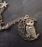 Silver owl and moon pendant necklace with star charms  - Image 7