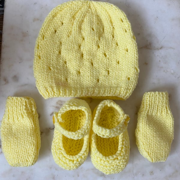 Baby Hat, Bootees, and Mittens Hello Sunshine Gift Set