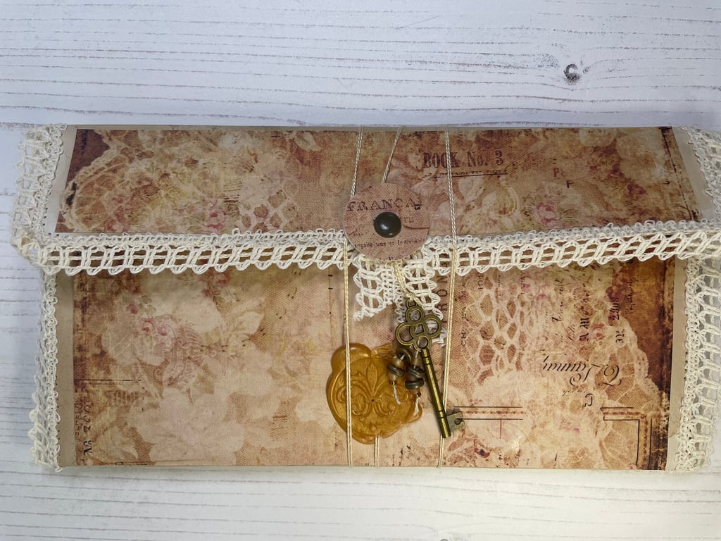 Ephemera - Coffee Dyed Upcycled Paper Bag by Carolee Crafts PB8 - 0024