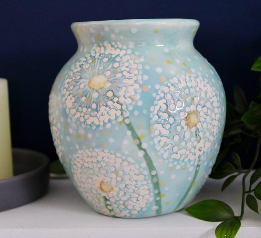 Dandelion ceramic vase