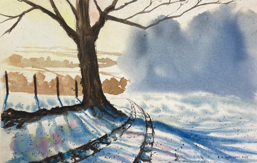 Kirkby Bridleway winter (Pure Original Watercolour)