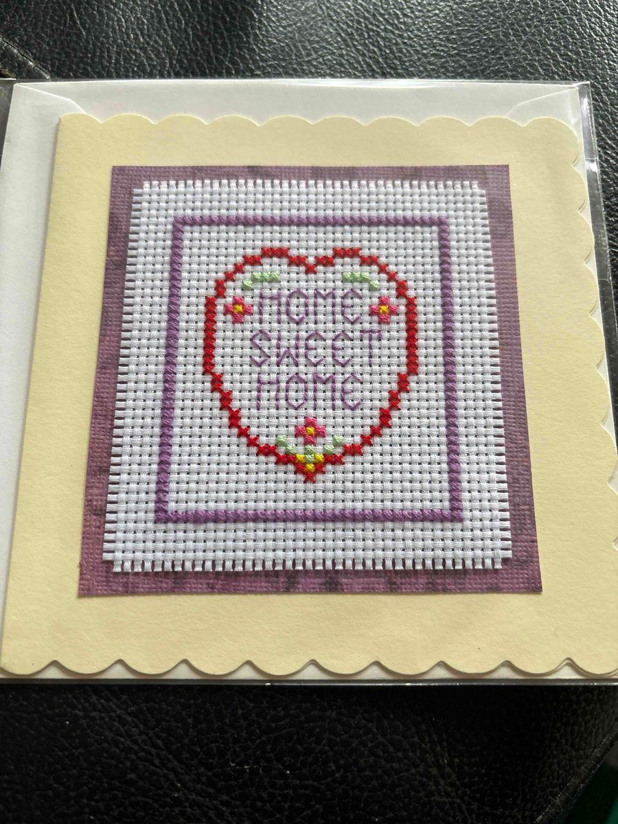 Cross stitched Home sweet Home card 