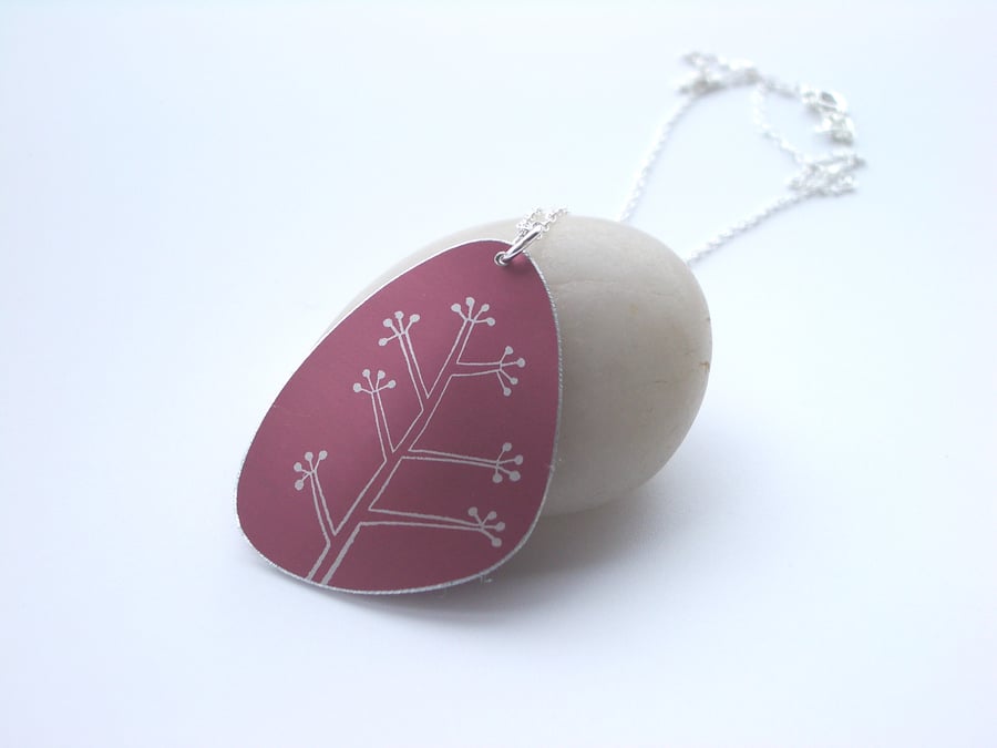 Scandi style tree pendant in burgundy. Perfectly imperfect.