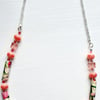 Dainty floral pink paper beaded necklace