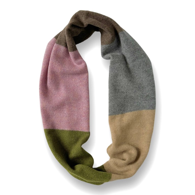 Colourblock Infinity Scarf - Green Heather Grey