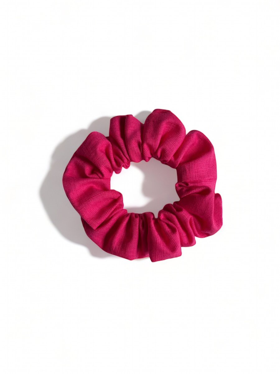 Hot Pink 100% Linen Scrunchie - Large