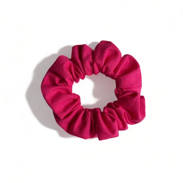 Hot Pink 100% Linen Scrunchie - Large