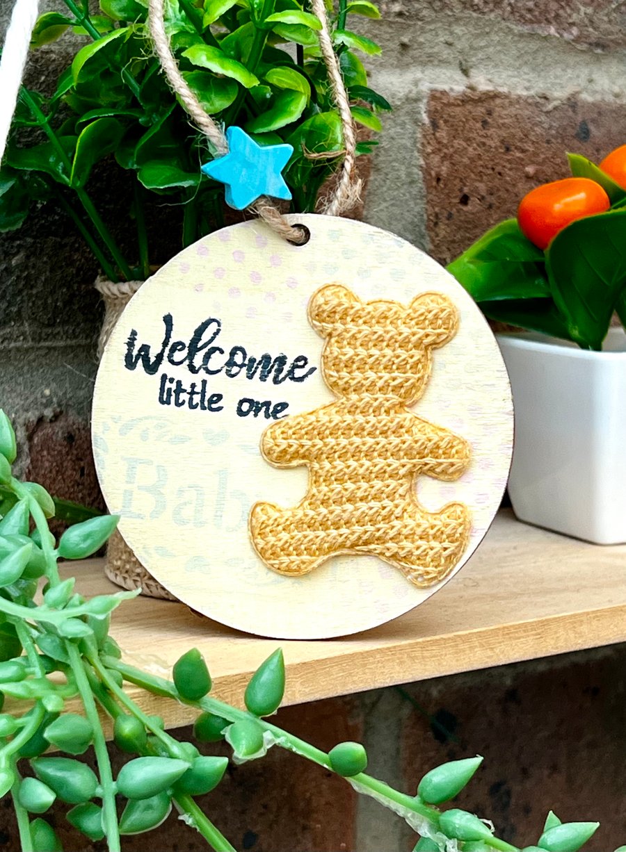 ‘New baby’ Wooden Decoration - Blue Star