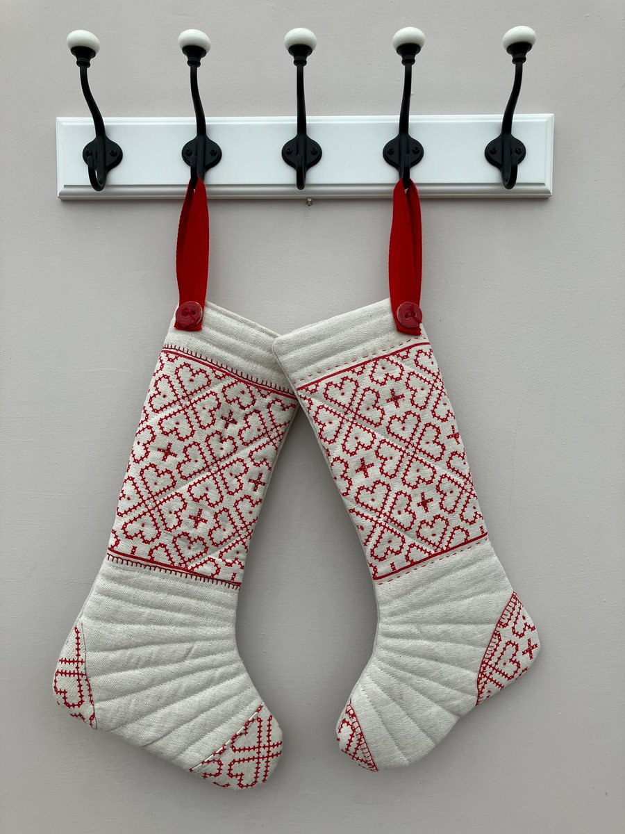 Handmade linen Christmas stockings