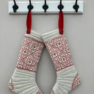 Handmade linen Christmas stockings