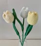 Pastel tulip bouquet, 3 crochet tulip mini bouquet, everlasting flowers - Image 3