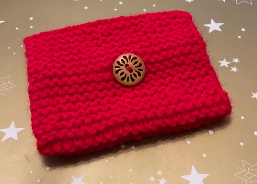 Coffee Cup Cosy Sleeve Red Knitted Reusable 