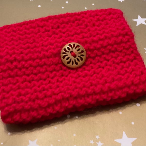 Coffee Cup Cosy Sleeve Red Knitted Reusable 