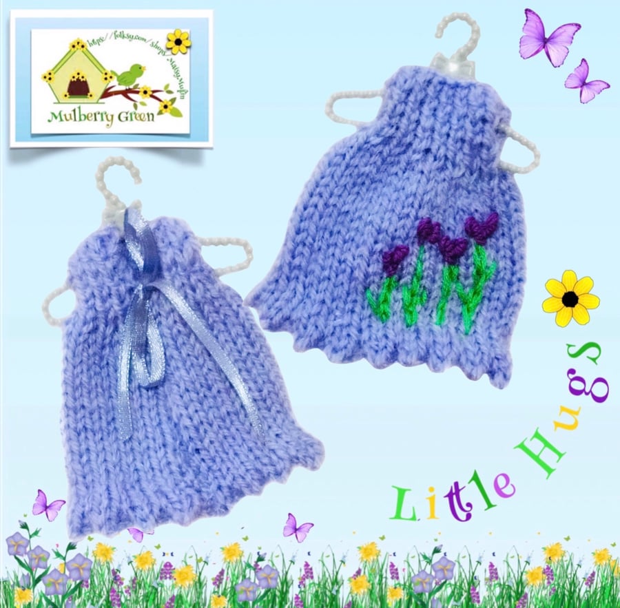 Lavender embroidered Dress to fit the Little Hugs dolls 