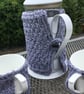Cafetiere cosy and 2 mug hugs - grey marl.  - Image 2