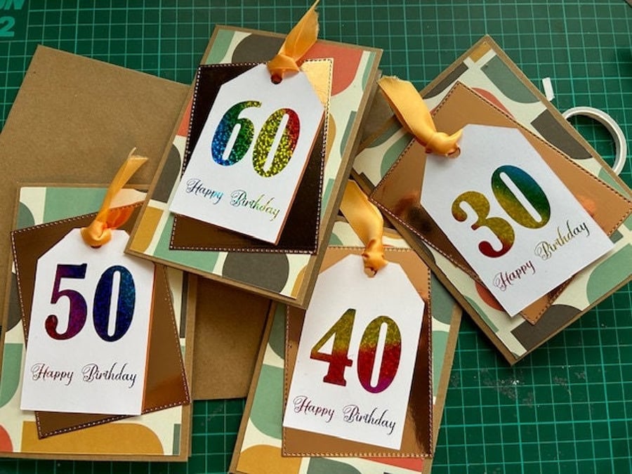 Happy birthday card 30th 40th 50th 60th handmade