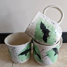 Handmade and hand painted bat mug, 300ml