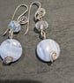 Blue Lace Agate and Chinese Crystal drops with Sterling Silver Earwires - Image 4