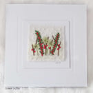 HAND EMBROIDERED CARD CHRISTMAS WINTER FOLIAGE