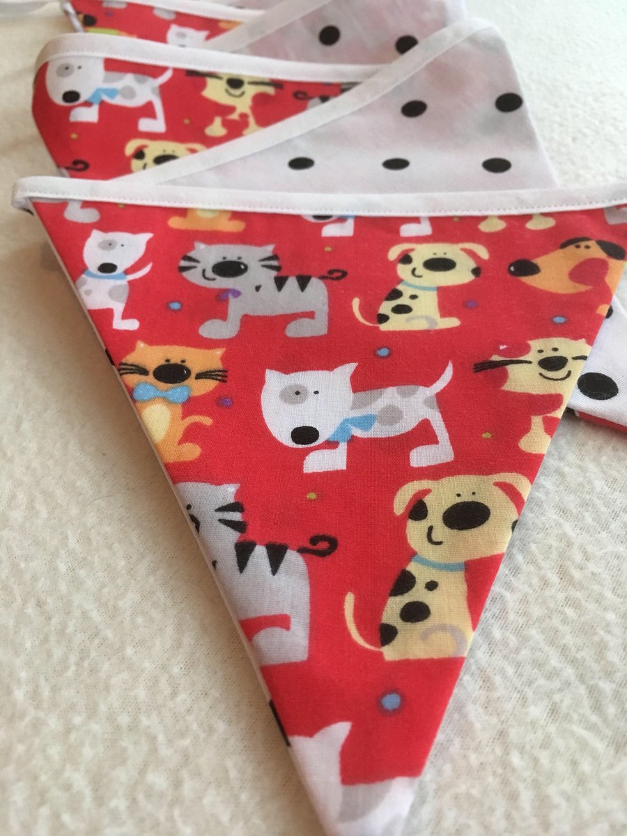 Cat & Dog Pattern Bunting, Animal Garland, Home Décor,  Kids Room, Gift, Pet 
