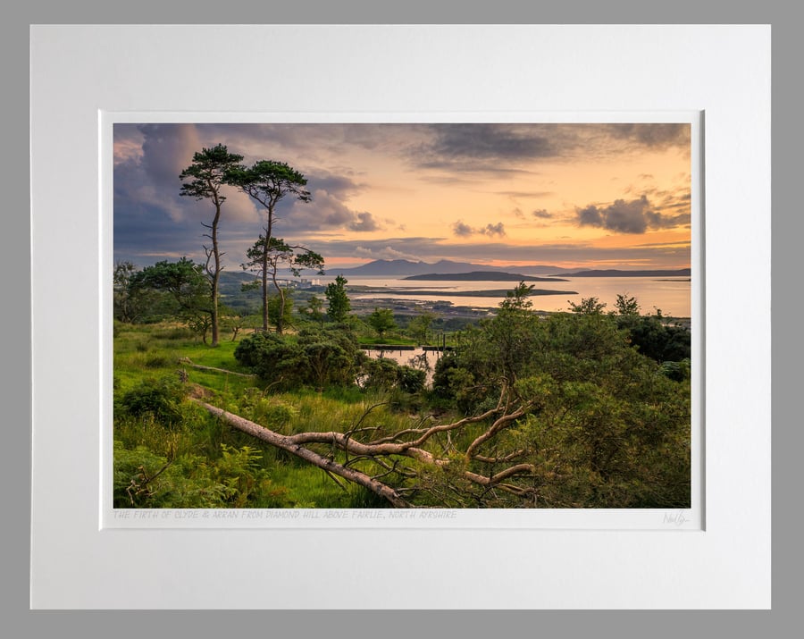 Firth of Clyde & Arran from Fairlie, Ayrshire, - A3 (50x40cm) Unframed Print