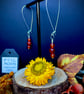 Red agate drop dangly earrings with large Sterling Silver safety hooks  - Image 3