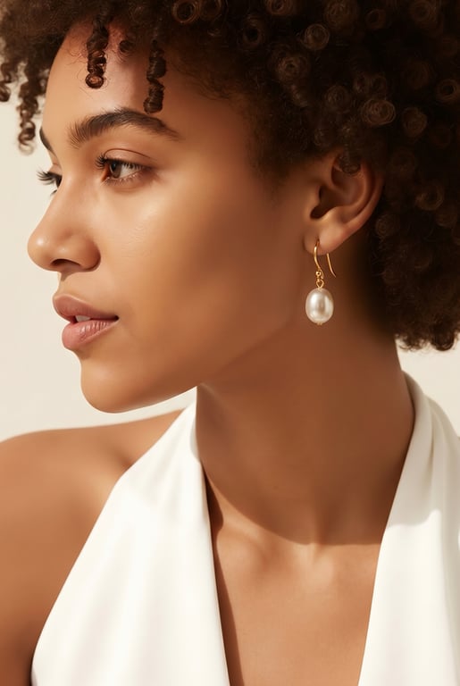8mm White Oval Freshwater Pearl Sterling Silver Drop Earrings