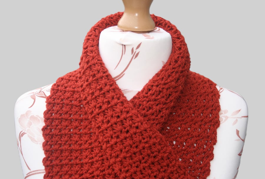 Vibrant Rust Shade Wool Scarf 
