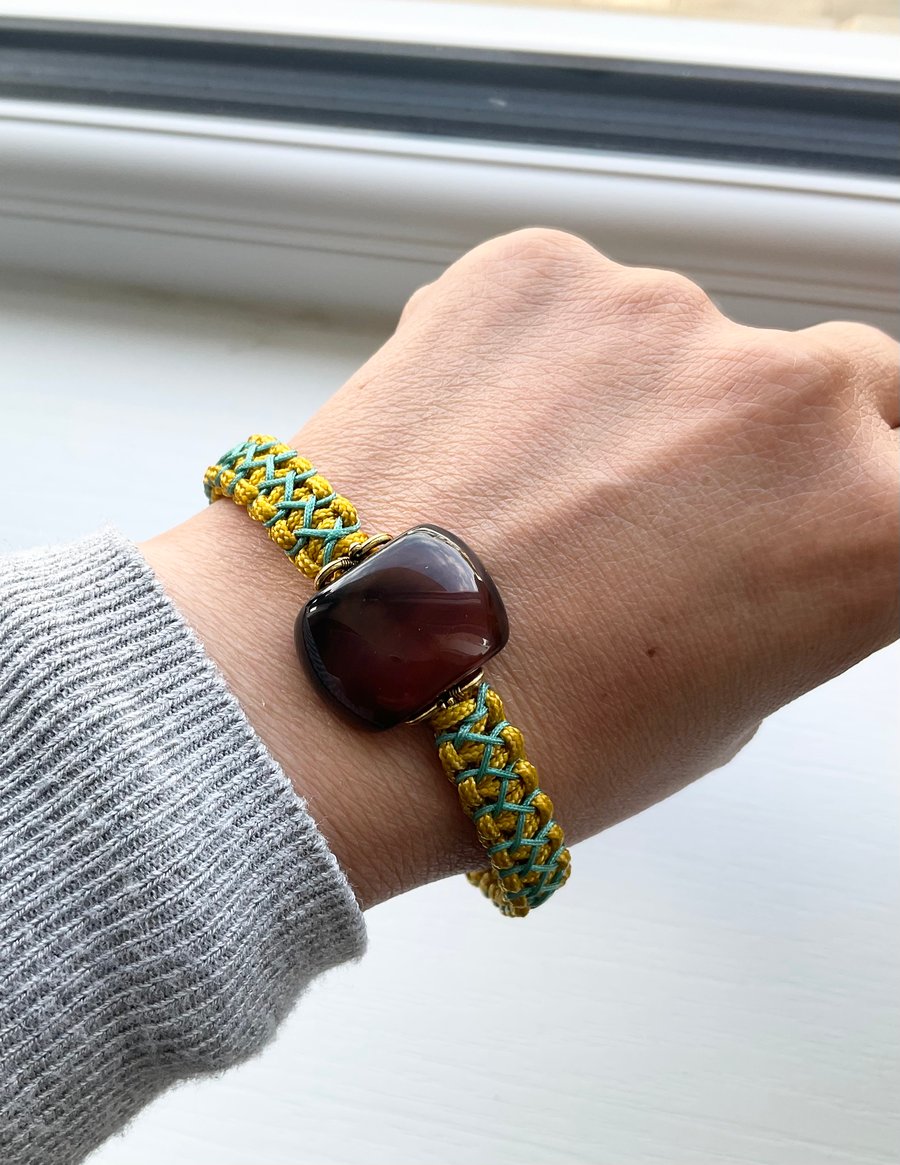 Handmade Chunky Agate Statement Bracelet for Women 16cm