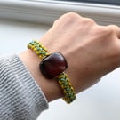 Handmade Chunky Agate Statement Bracelet for Women 16cm