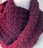 Crocheted Infinity Scarf with a Twist - Ruby Colours - Wool Mix Yarn - Image 2