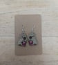 Embroidered Capybara Bubble Tea Earrings: Sterling Silver Hooks - Image 4
