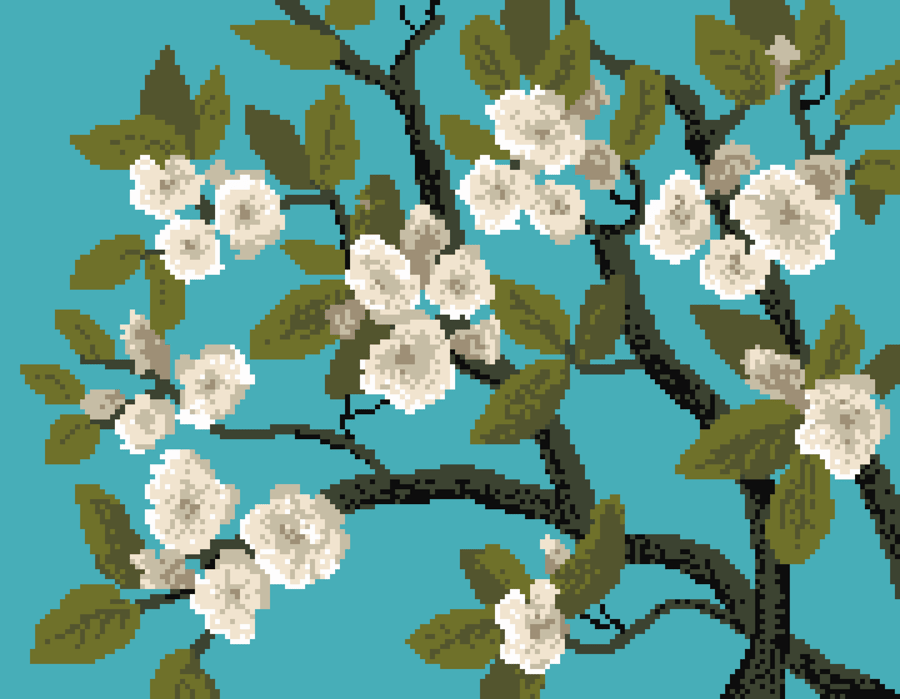 049B - Cross Stitch Pattern Spring Almond Blossom Almond Tree vintage Van Gogh