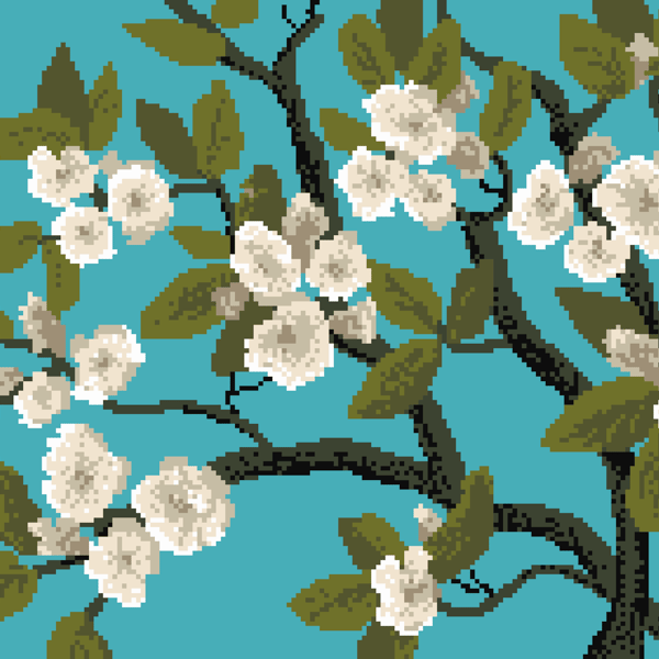 049B - Cross Stitch Pattern Spring Almond Blossom Almond Tree vintage Van Gogh