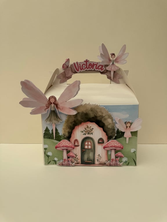 6 Personalised Faires  party boxes, party bags (box only)