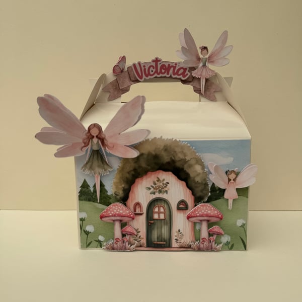6 Personalised Faires  party boxes, party bags (box only)