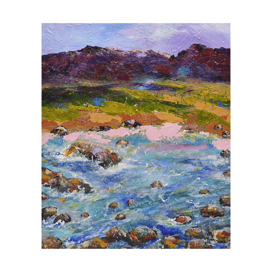An Acrylic Painting of a Coastline. Scotland. Ready to hang.