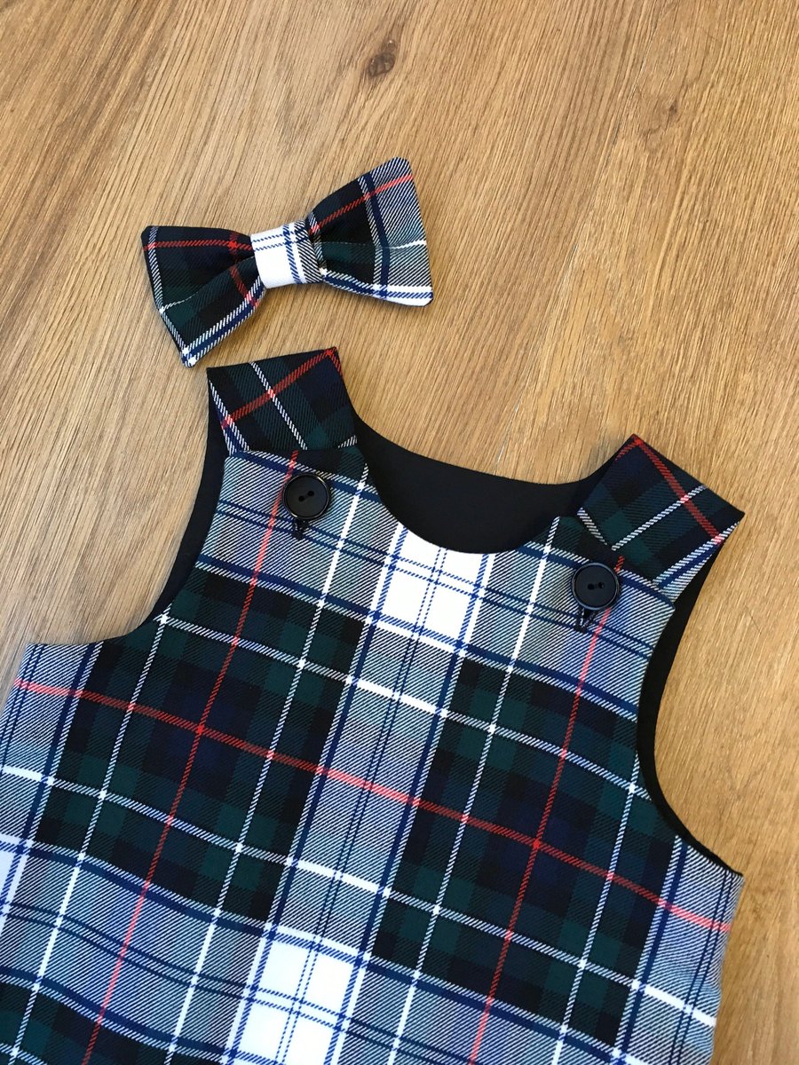 MacKenzie Dress Tartan Pinafore Dress and Hair Bow