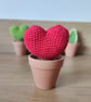 Crocheted plants in terracotta pot; Hoya, Snake Plant and Cactus - Image 3