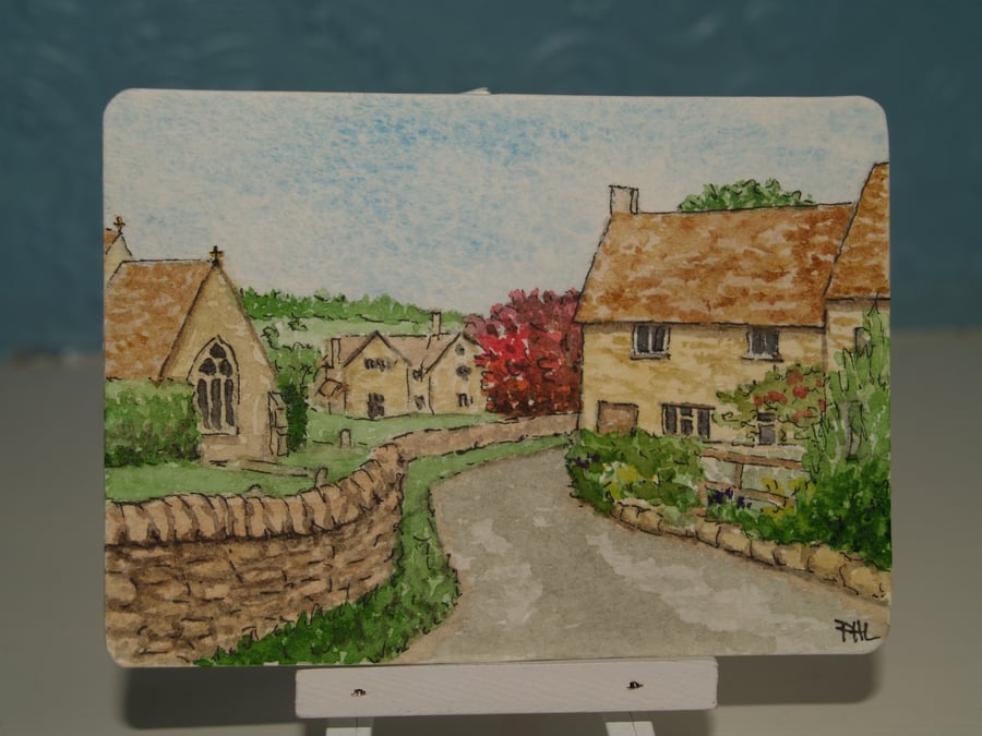 ACEO Original Snowshill, Gloucestershire watercolour
