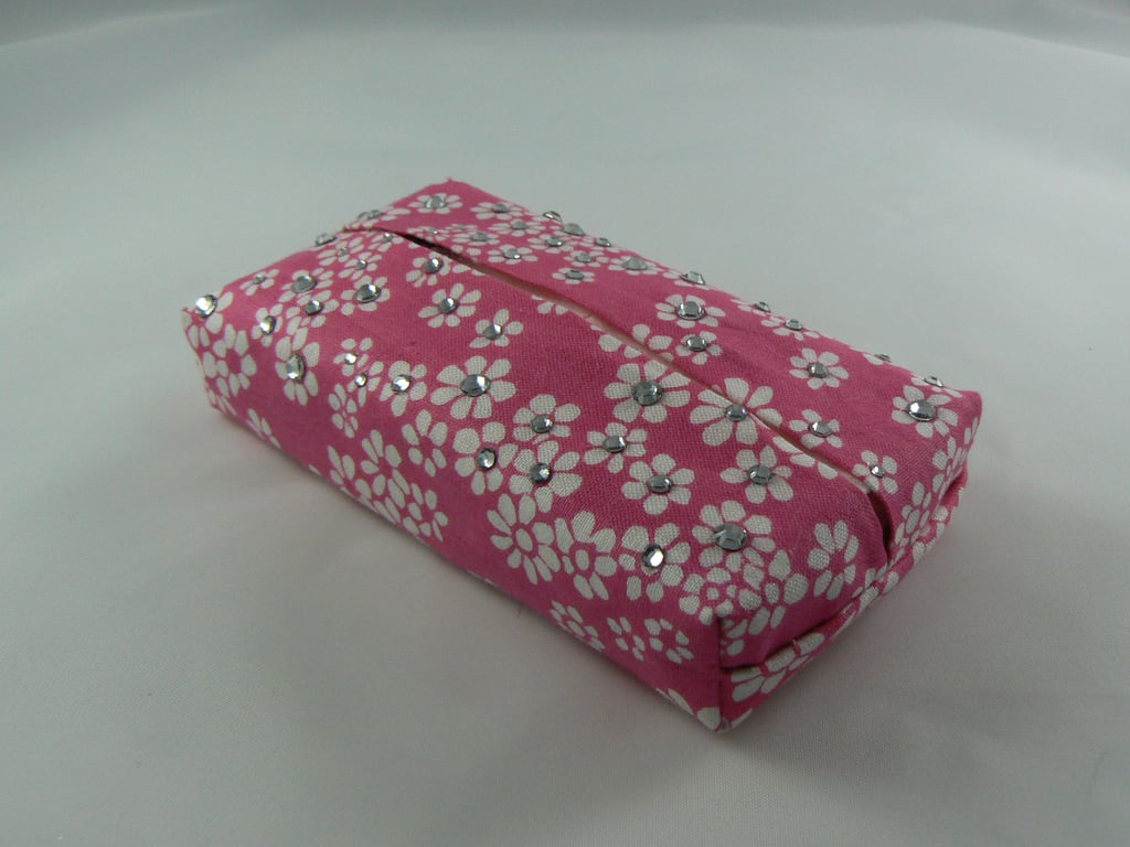 Tissue holder (for handbag) with Swarovski  crystals
