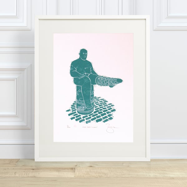 Sock Man Loughborough Hand Pulled Limited Edition Screen Print