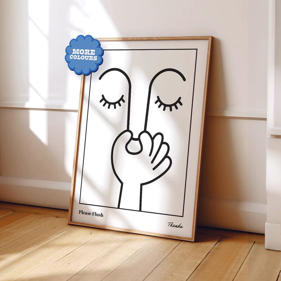 Please Flush - Funny Print for Toilet Bathroom - New Home Gift 