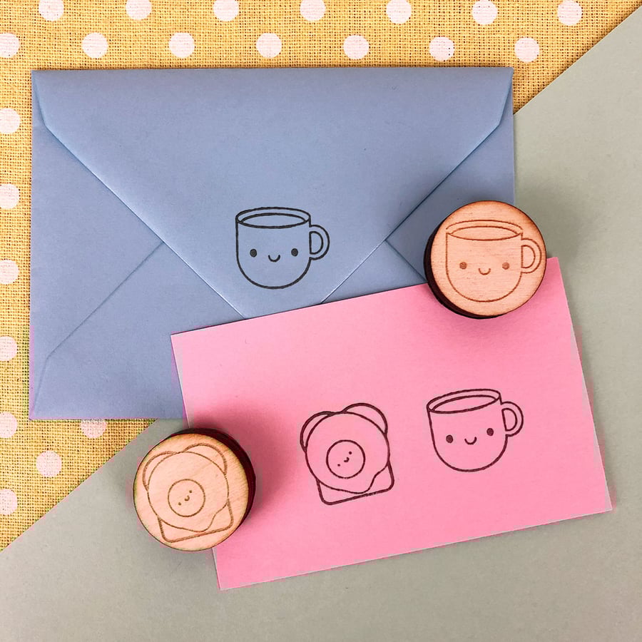 Kawaii Polymer Stamps - Cup of Tea & Toast